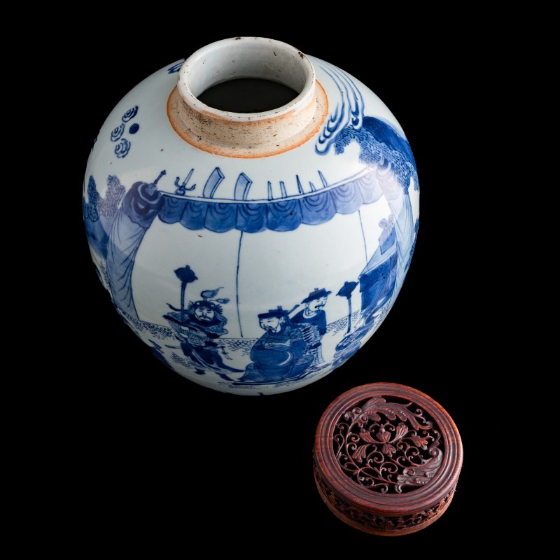 十七世紀 青花人物罐（附木蓋） | A Chinese blue and white 'figural' jar, 17th century - 图6
