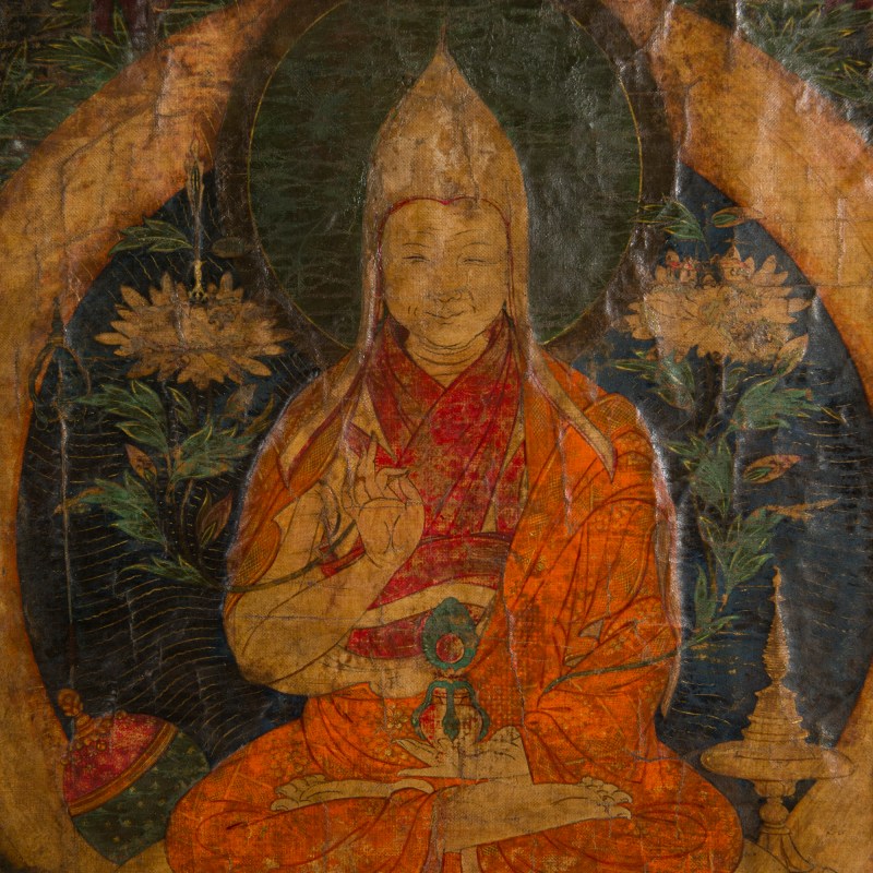 十八世紀 宗喀巴師徒三尊唐卡 | A Tibetan Thangka, 18th century - 图3