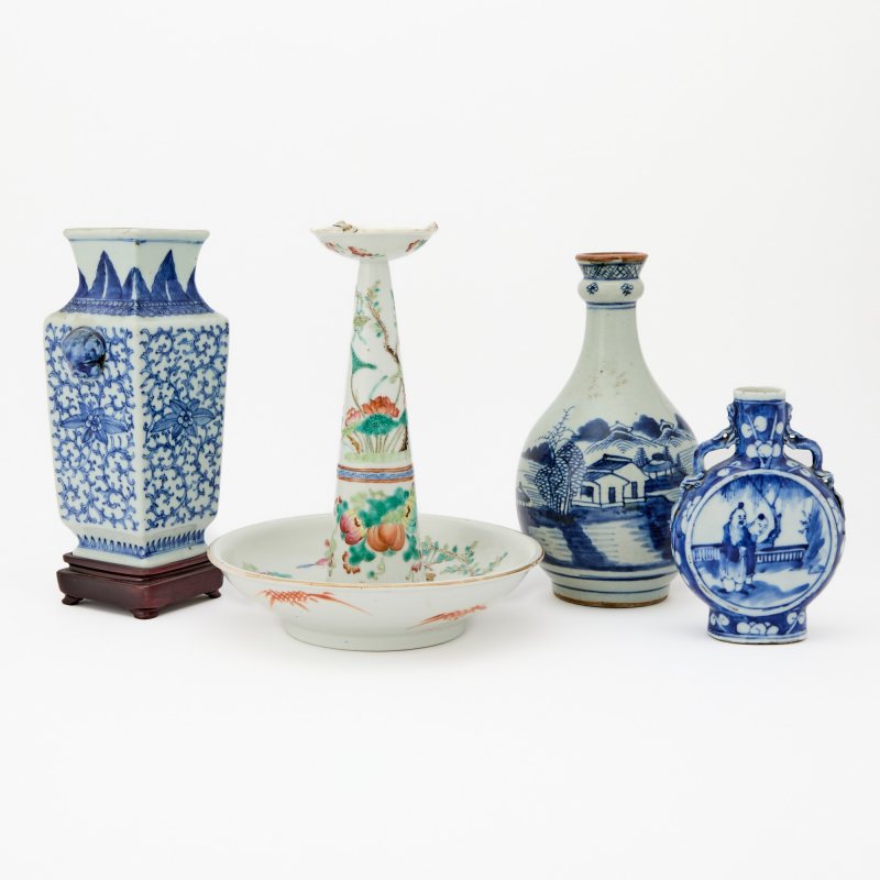 Four Chinese Glazed Porcelain Articles