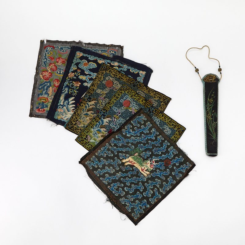 Five Chinese Silk Rank Badges - 图1