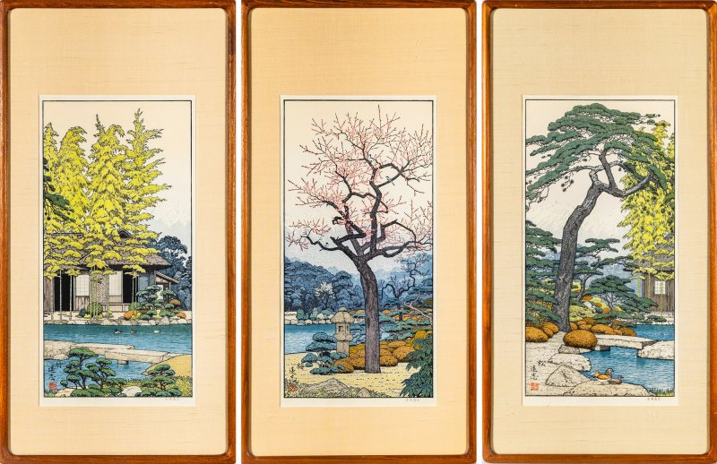 A Japanese Shin Hanga Woodblock Triptych by Toshi Yoshida - 图1