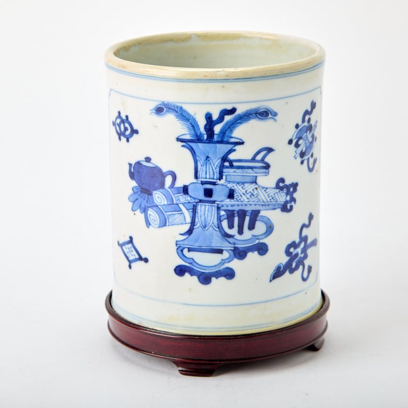 A Chinese Blue and White Porcelain Brush Pot, Bitong - 图2