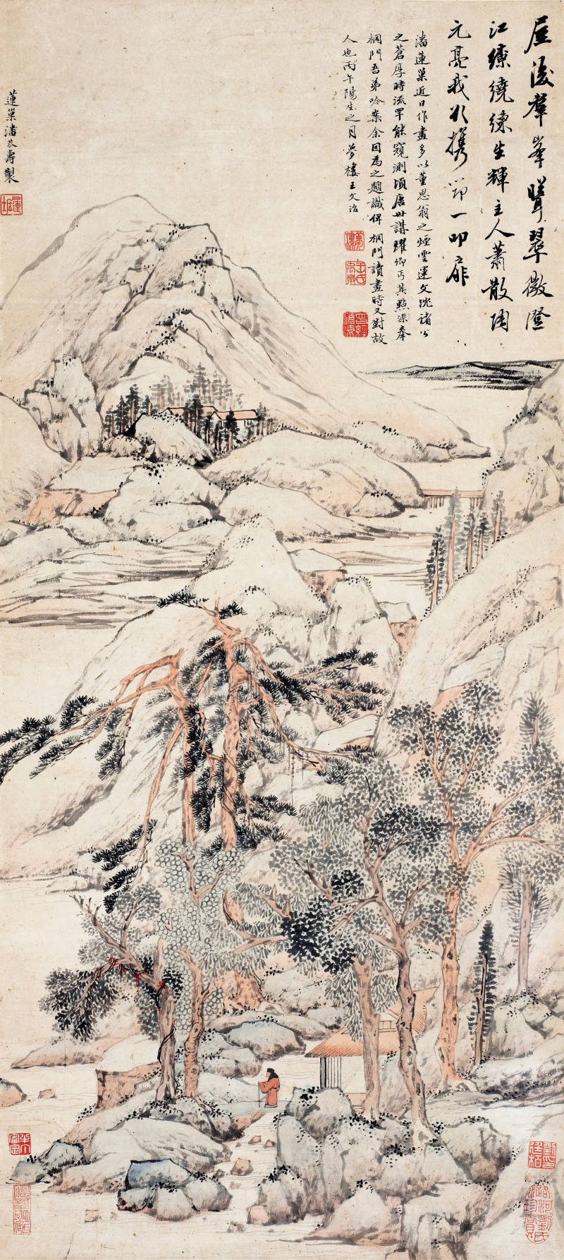 潘恭寿画*王文治题  携笻访友图