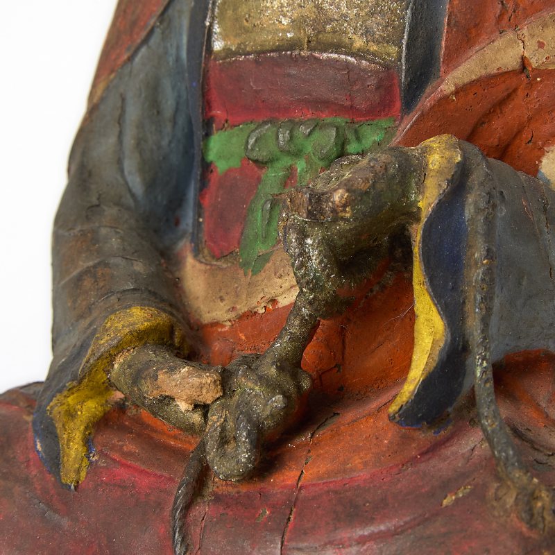 A Tibetan Polychrome Lacquered Wood Figure of a Monk - 图7