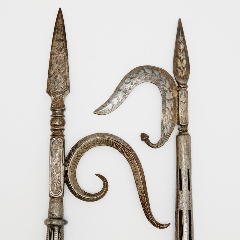 Two Indian Inlaid Steel Elephant Goads - 图3