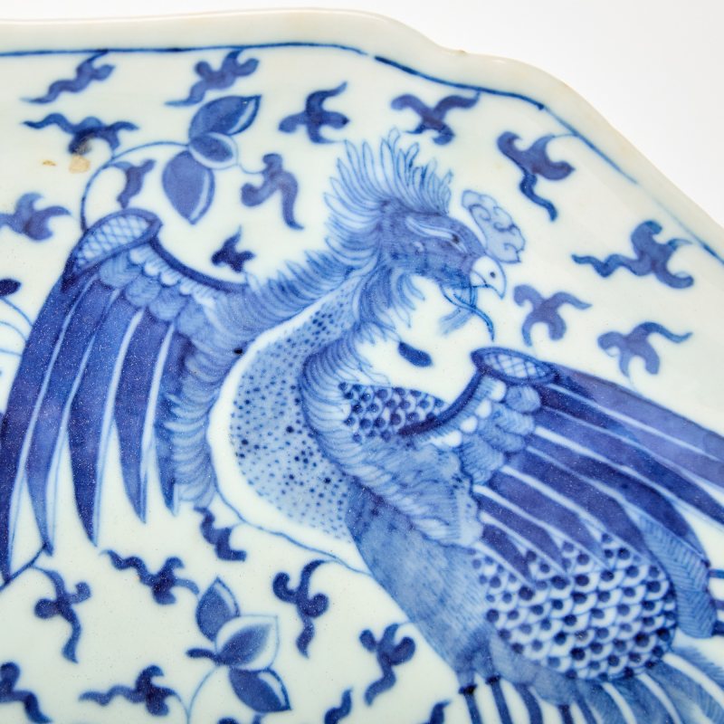 A Chinese Blue and White Porcelain ‘Dragon and Phoenix’ Dish - 图7