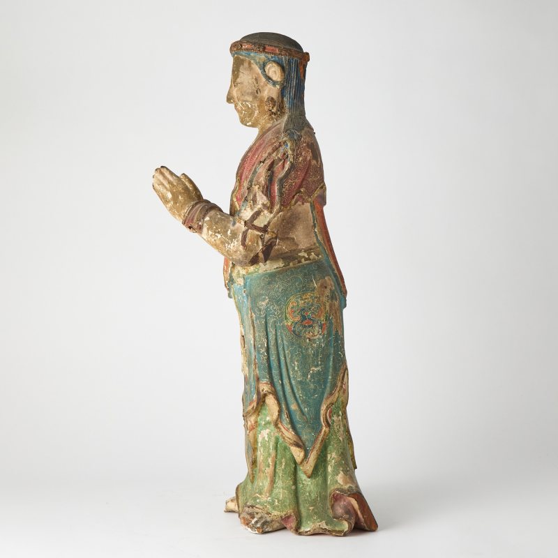 A Chinese Carved Wood and Gesso Figure - 图4