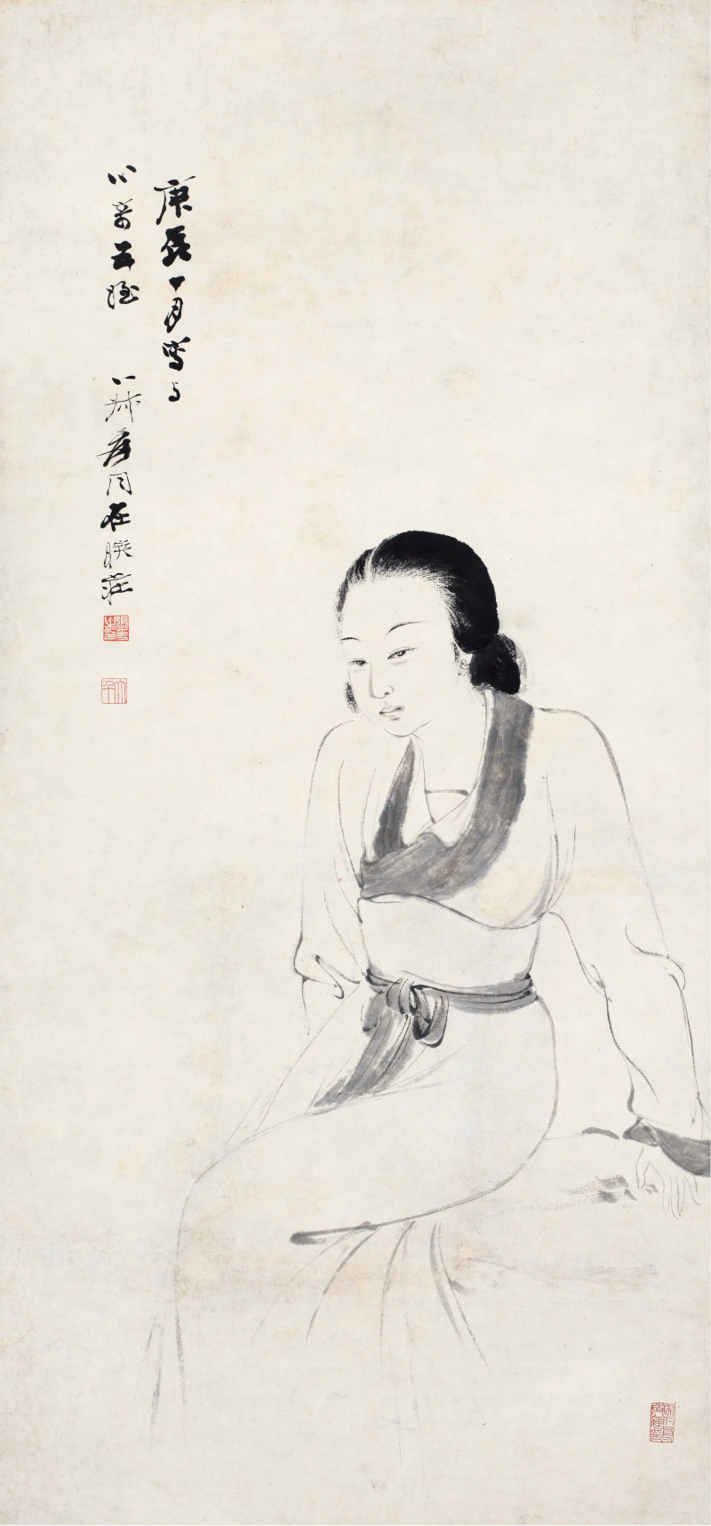 张大千  仕女
