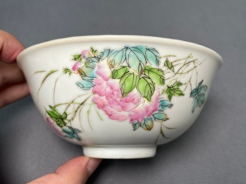 民国 粉彩“江西陶昌出品”款花鸟图茶园 - 图3