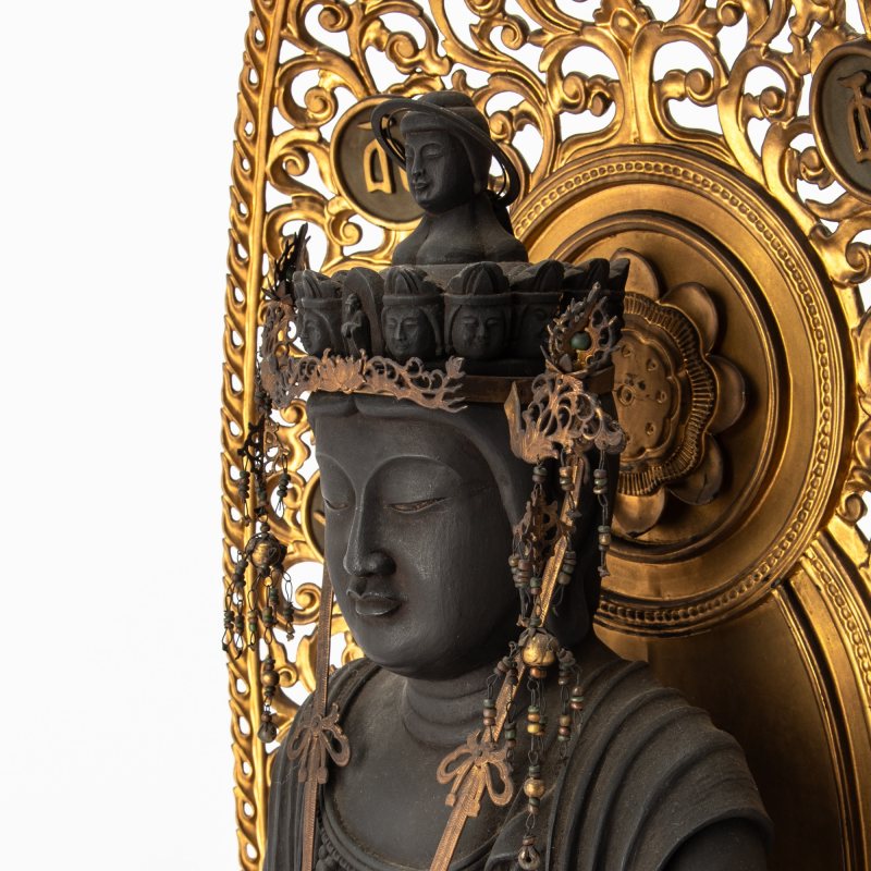 A Large Japanese Parcel Giltwood Figure of Juichi-men Kannon - 图5