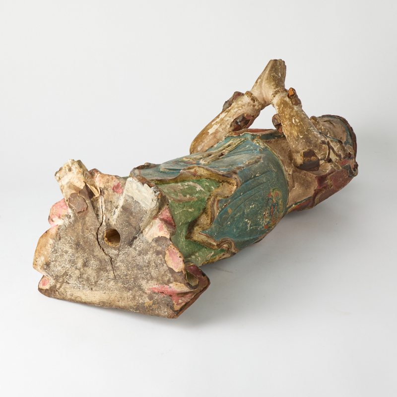 A Chinese Carved Wood and Gesso Figure - 图5