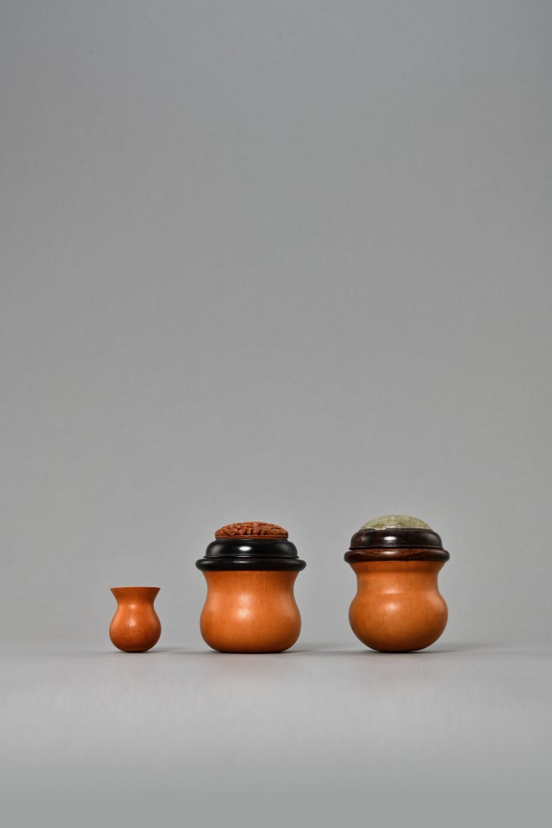 当代、民国、现代 纸模滑轮金钟子葫芦、勒脖金钟子葫芦、本长小和尚头蛉虫葫芦一组三只 - 图2