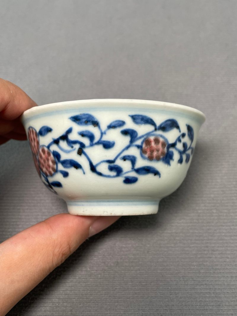 清中期 青花釉里红瓜果纹杯（一对） - 图14
