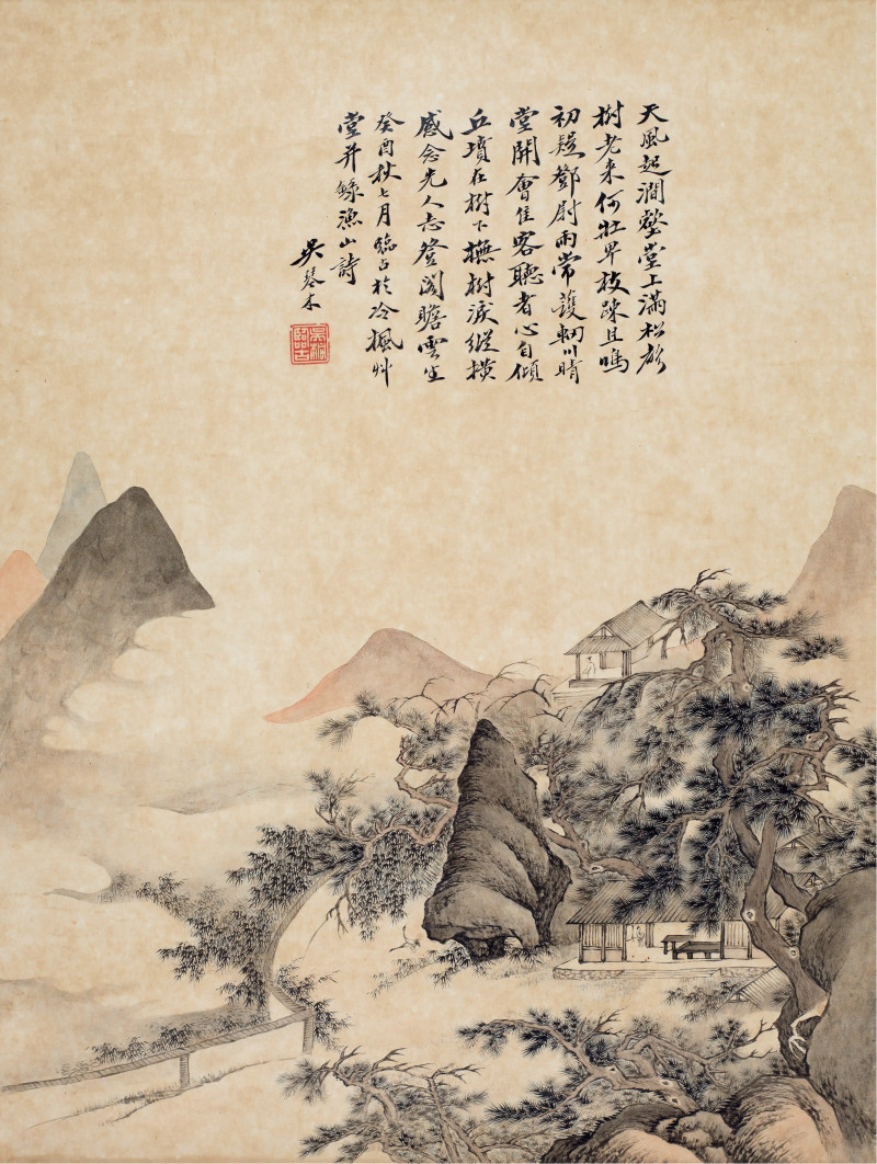 吴琴木 1933年作 涧壑听松 - 图1