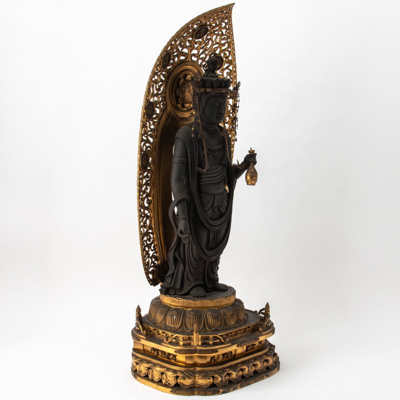 A Large Japanese Parcel Giltwood Figure of Juichi-men Kannon - 图7