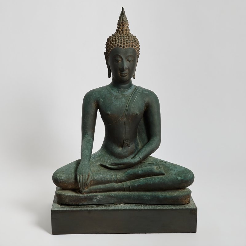 A Large and Important Thai Bronze Figure of Seated Buddha - 图1