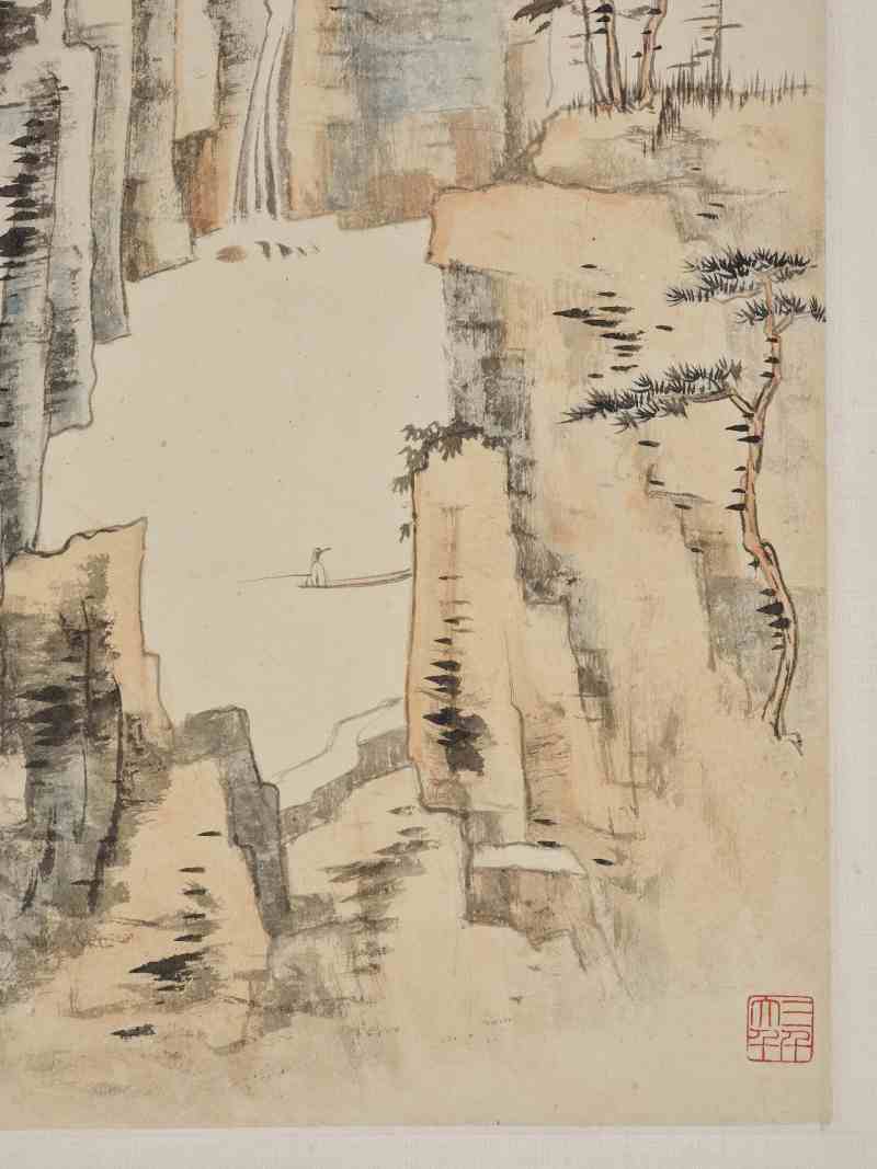 张大千 1944年作  秋山垂钓图 - 图6