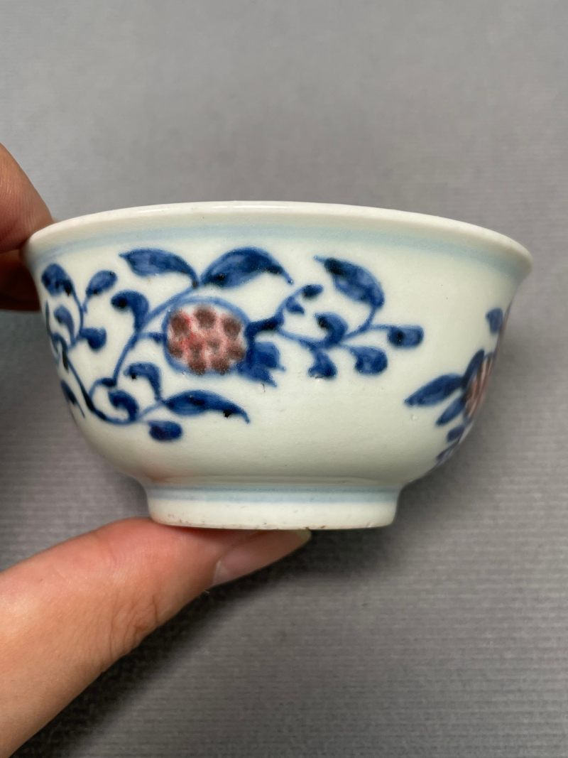 清中期 青花釉里红瓜果纹杯（一对） - 图15
