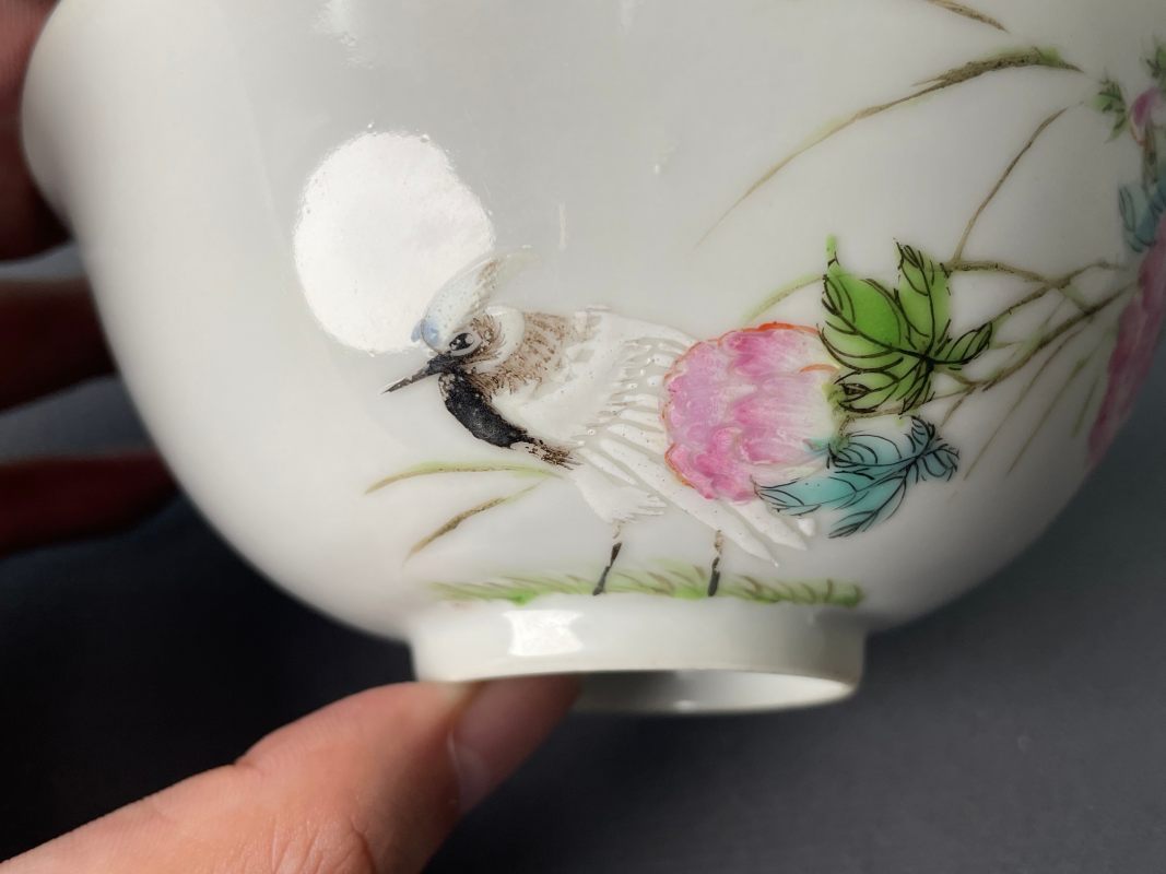 民国 粉彩“江西陶昌出品”款花鸟图茶园 - 图5