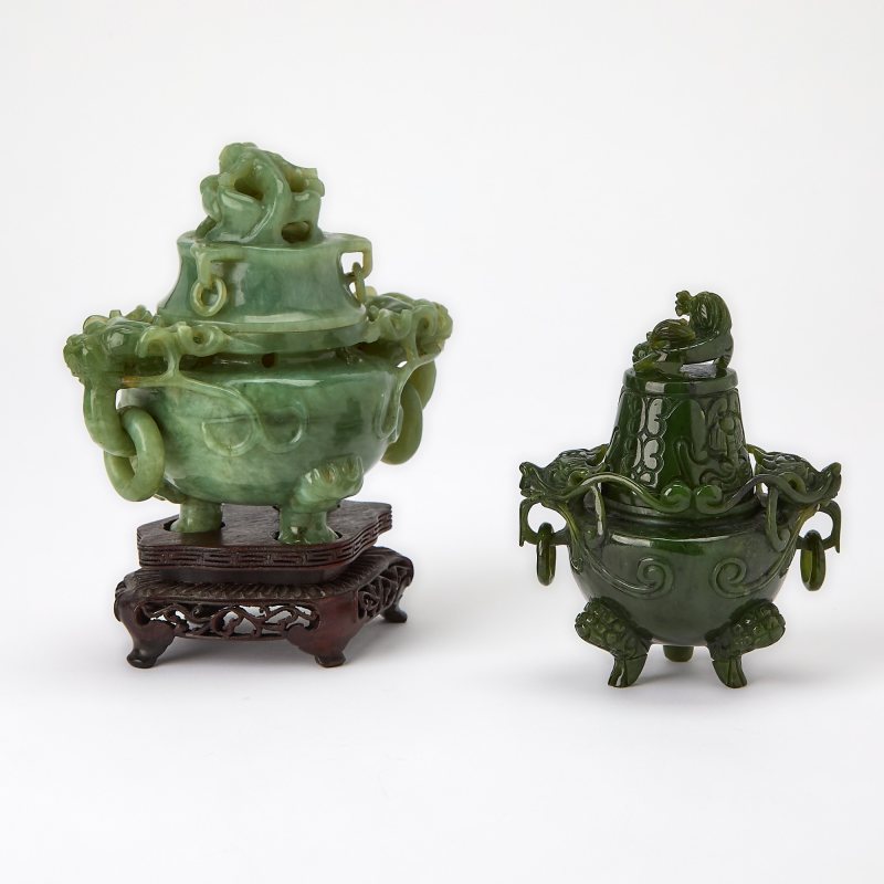 Two Chinese Carved Jade Censers - 图2
