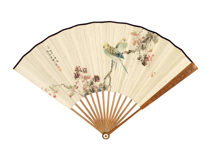 颜伯龙*寿石工 1936年作 花鸟成扇
