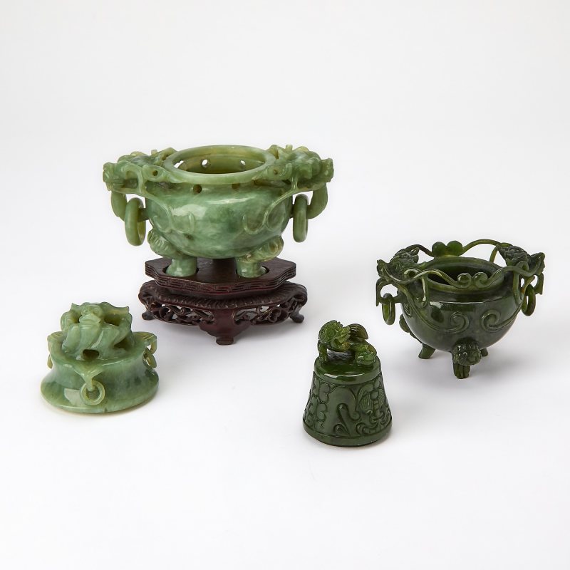 Two Chinese Carved Jade Censers - 图3