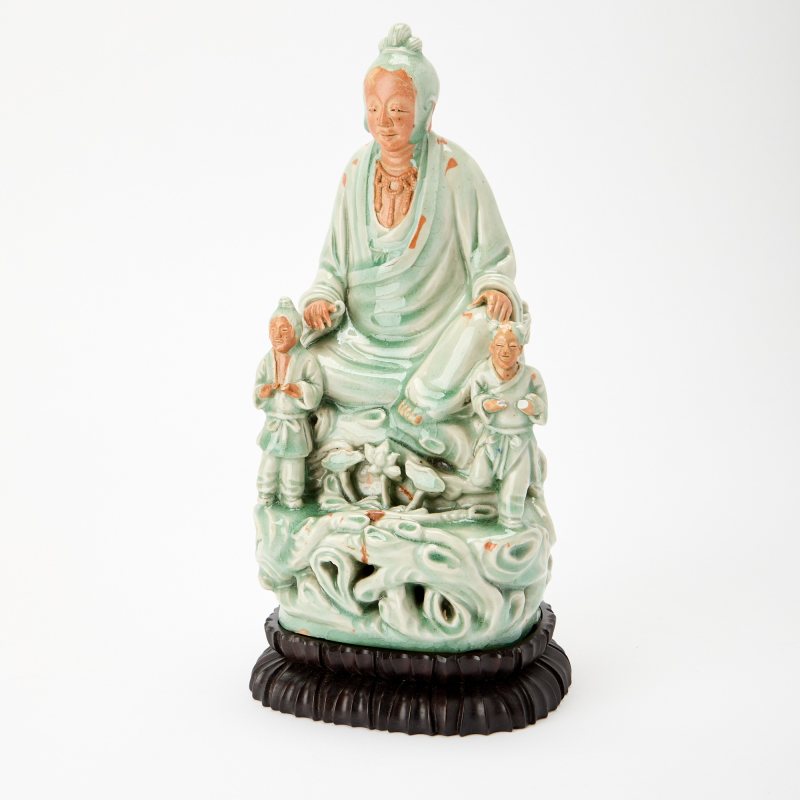 A Chinese Longquan Celadon Figure of a Bodhisattva