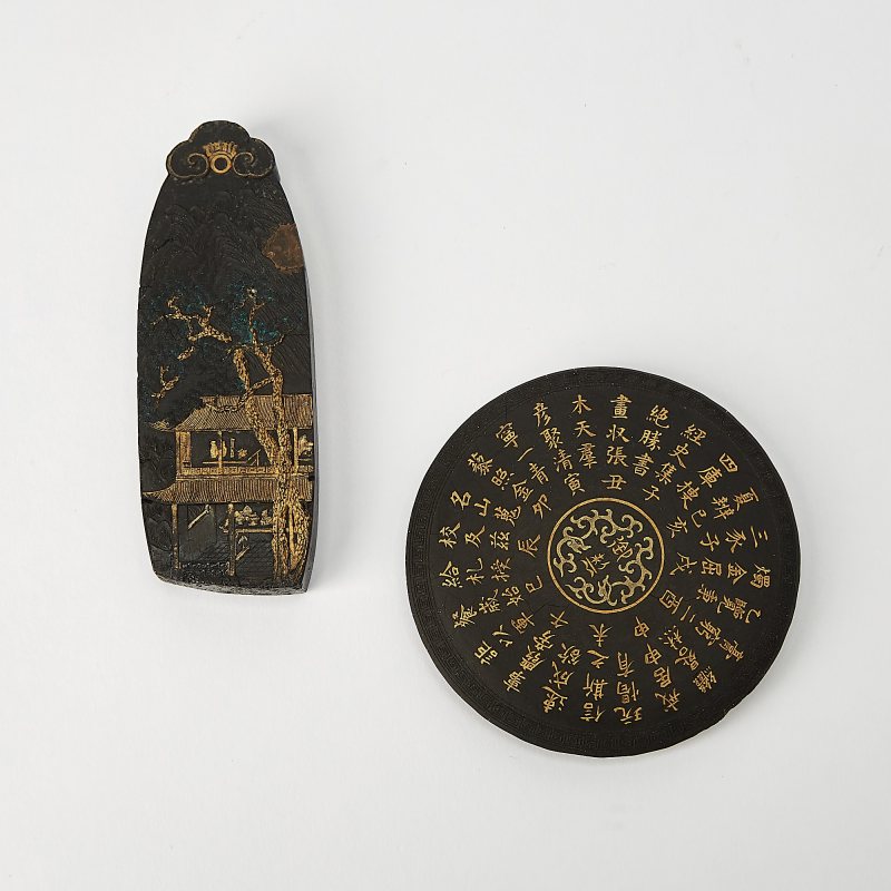 Two Chinese Gilt Decorated Ink Sticks - 图1