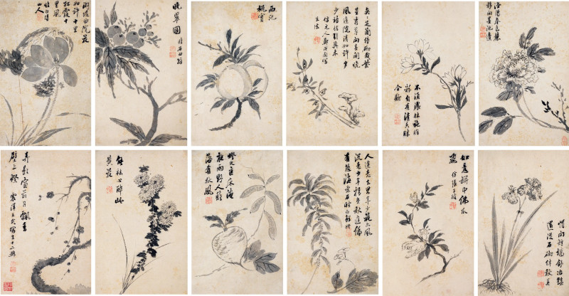 1742年作 王武  墨笔写生十二种