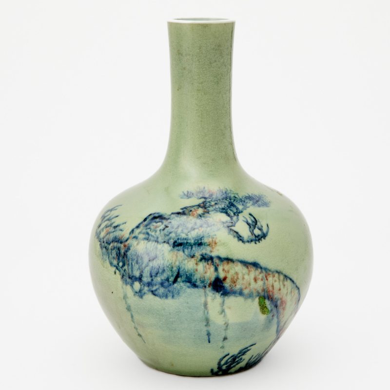 A Chinese Celadon Glazed Porcelain Bottle Vase