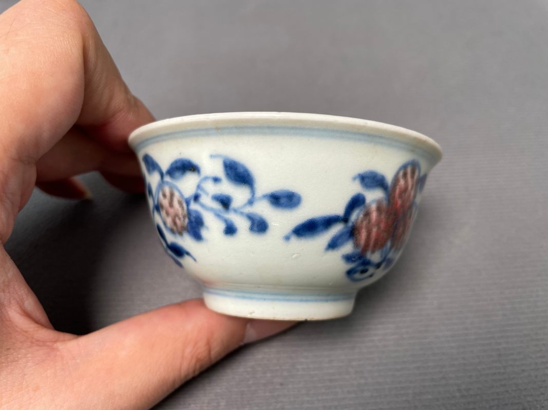 清中期 青花釉里红瓜果纹杯（一对） - 图9