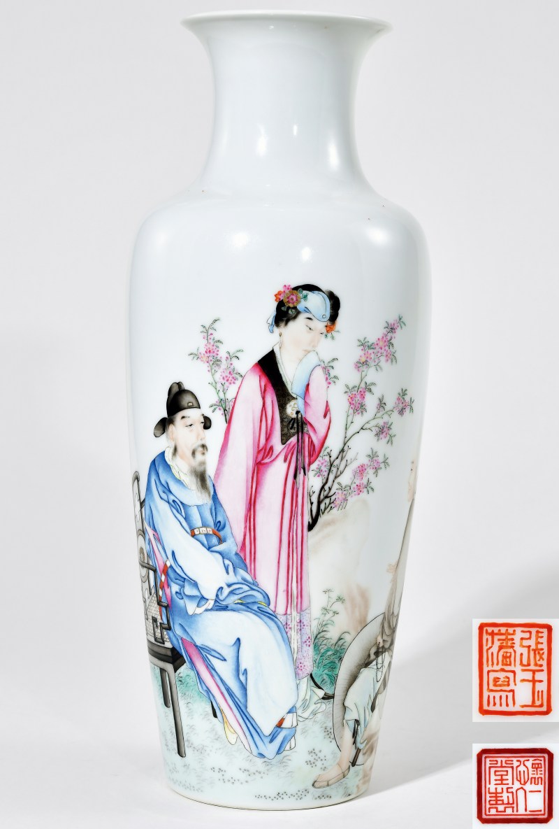 民国 粉彩人物观音尊 - 图1