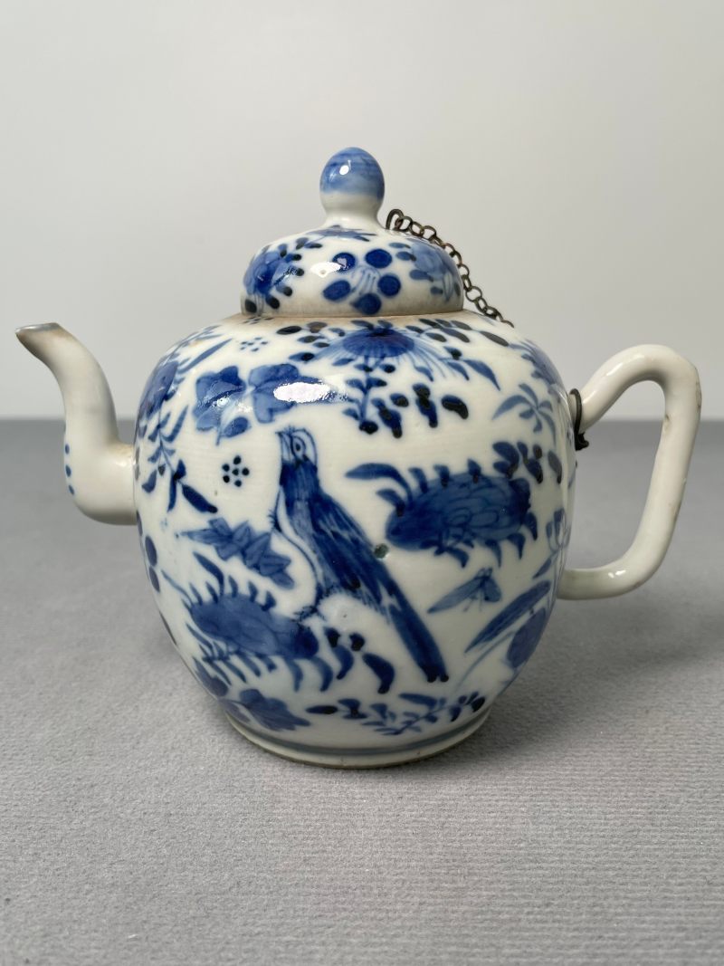 清光绪 青花花鸟纹茶壶 - 图3