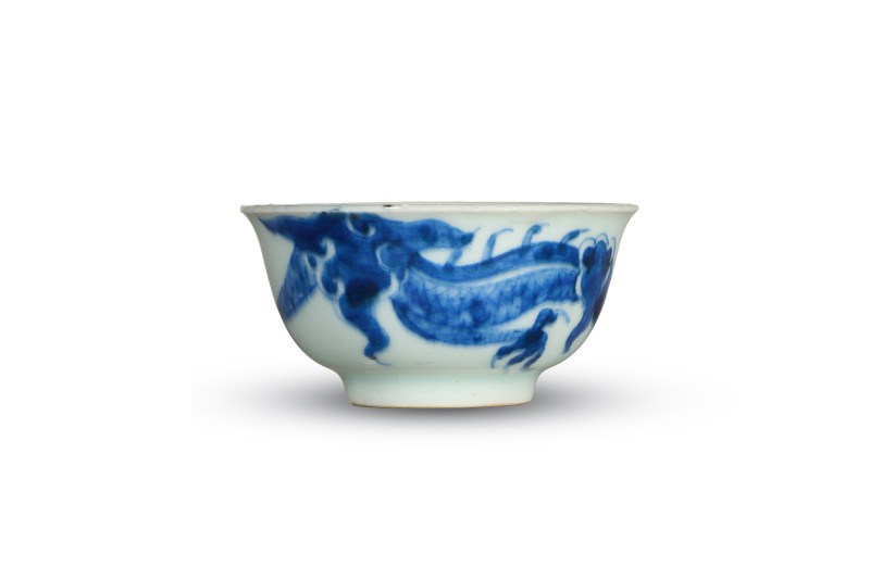 清中期 青花过墙龙纹茶园 - 图1