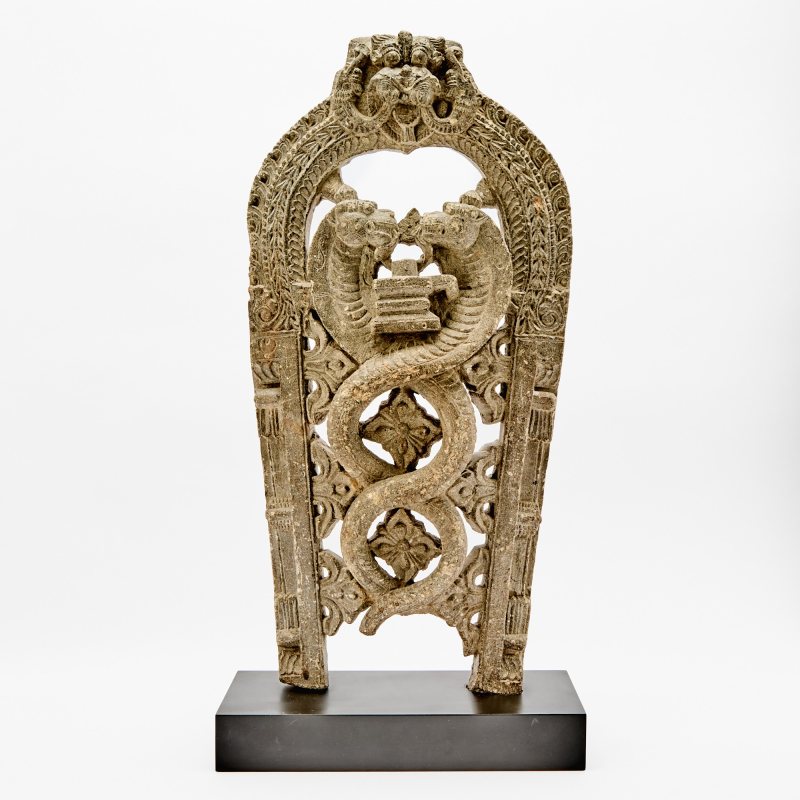 An Indian Carved Stone Stele of Siva with Cobras - 图1