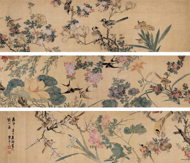 陈嘉言 1656年作 四季花鸟图卷