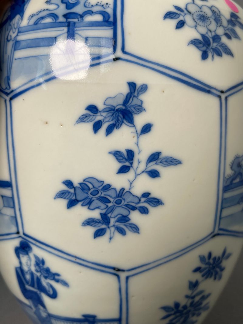 清光绪 青花仕女图盖罐 - 图6