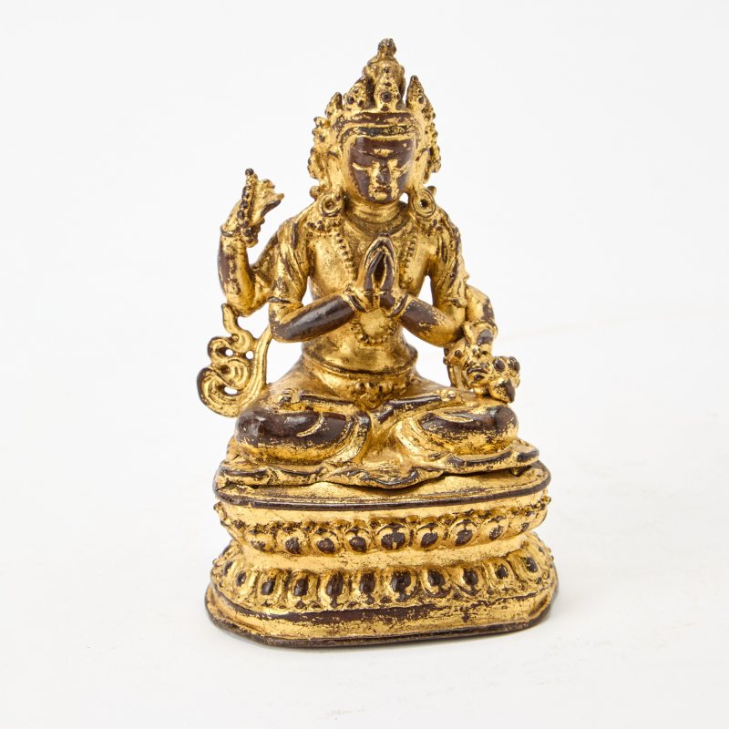 A Nepalese Gilt Lacquer Figure of Shadkakshari Lokeshavara - 图2