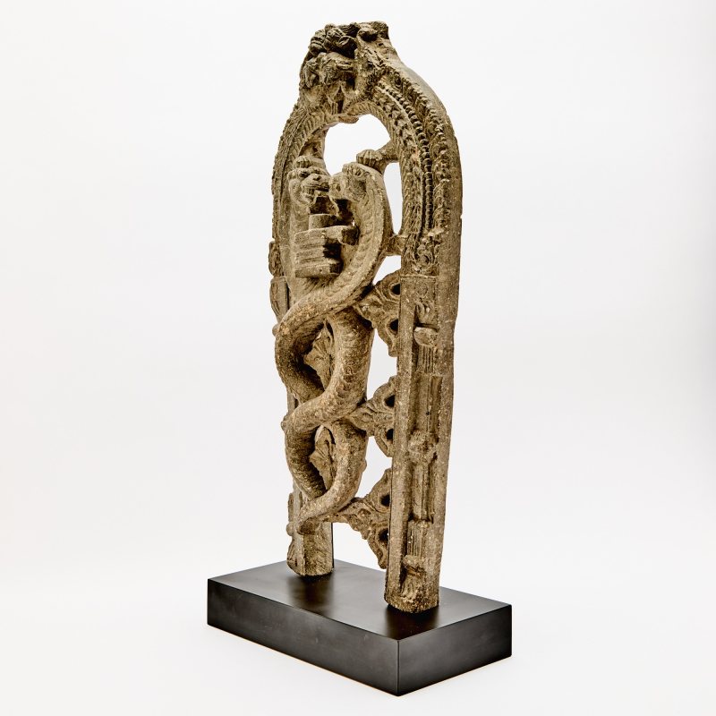 An Indian Carved Stone Stele of Siva with Cobras - 图2