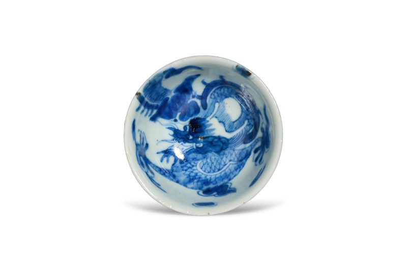 清中期 青花过墙龙纹茶园 - 图2