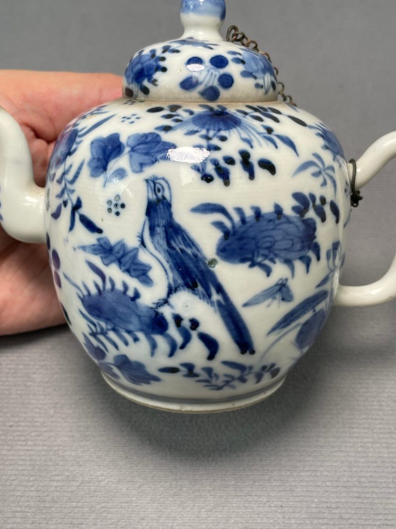 清光绪 青花花鸟纹茶壶 - 图5