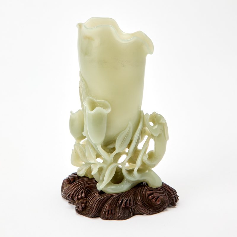 A Chinese Carved Jade Flower Vase