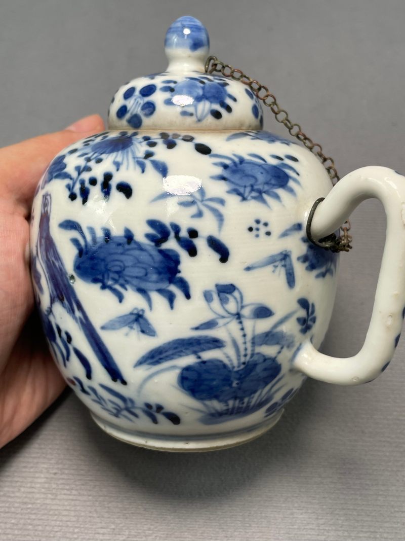 清光绪 青花花鸟纹茶壶 - 图6