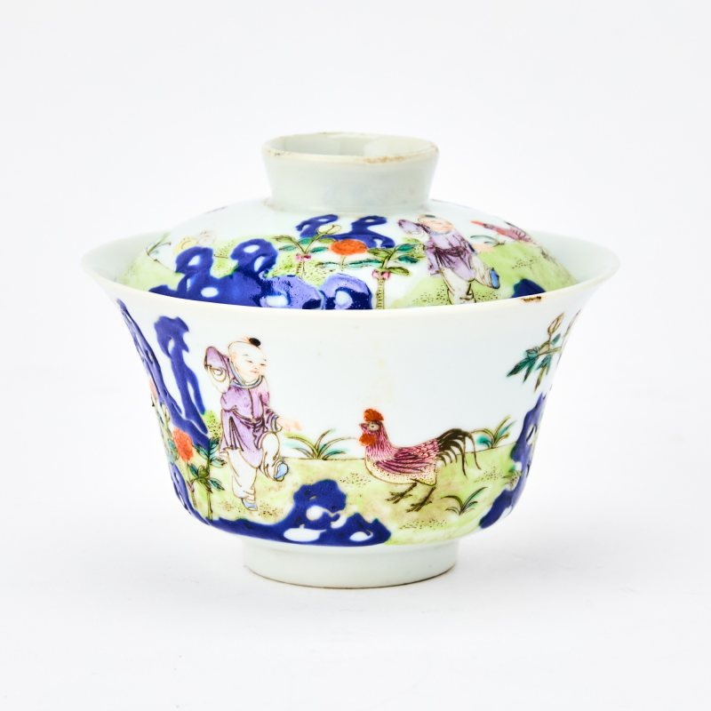 A Chinese Famille Rose Porcelain Cup and Cover