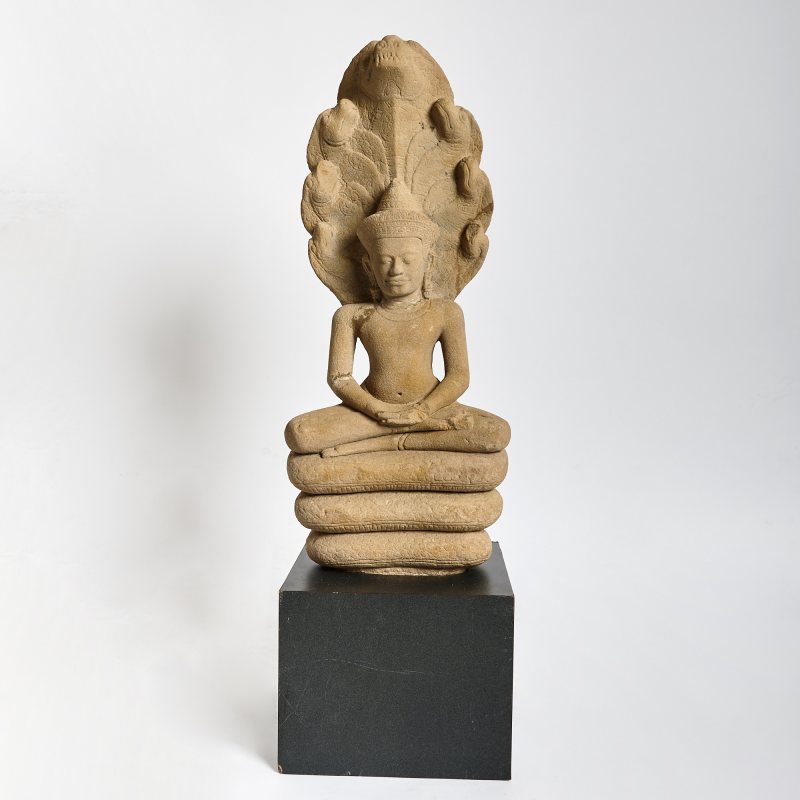 A Thai Carved Stone Figure of Buddha Muchalinda - 图1