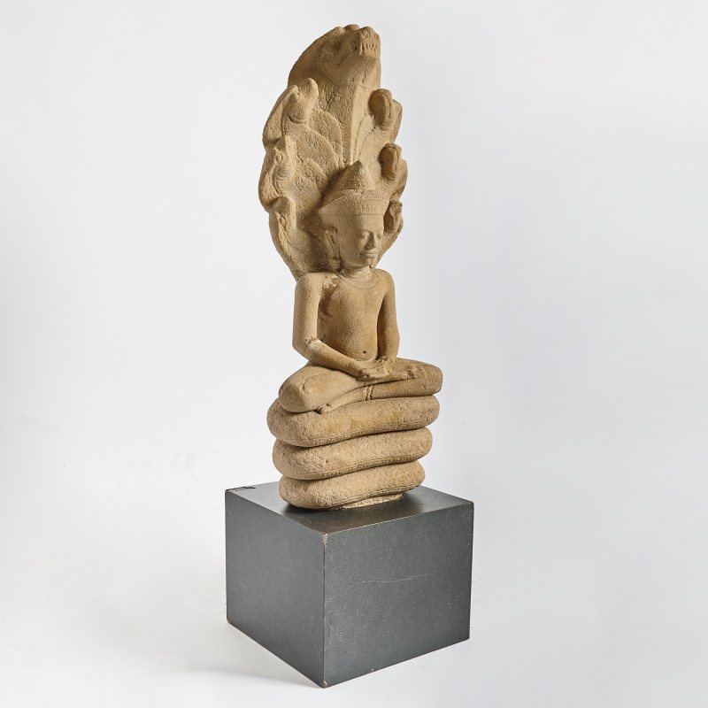 A Thai Carved Stone Figure of Buddha Muchalinda - 图3