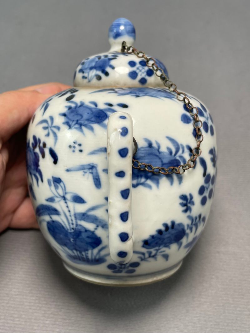 清光绪 青花花鸟纹茶壶 - 图7