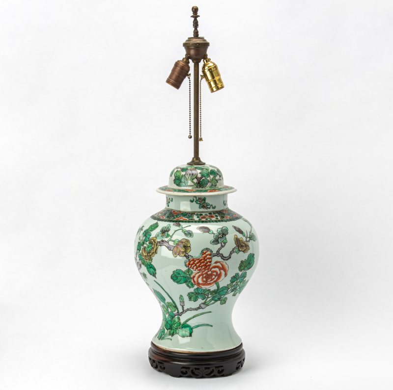 A Chinese Famille Verte Porcelain Covered Vase