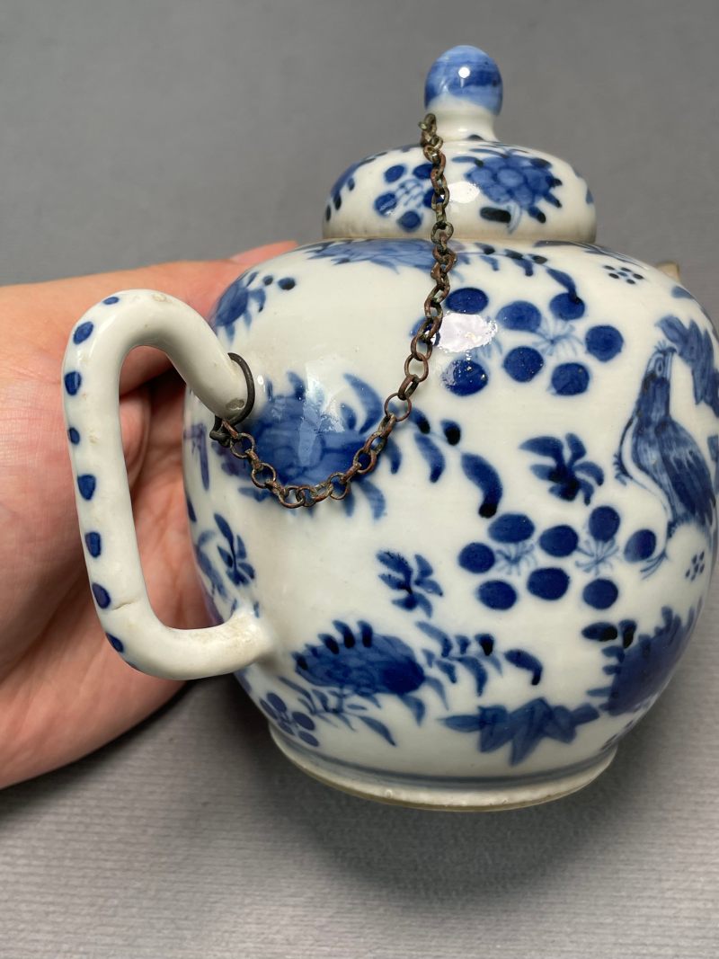 清光绪 青花花鸟纹茶壶 - 图8