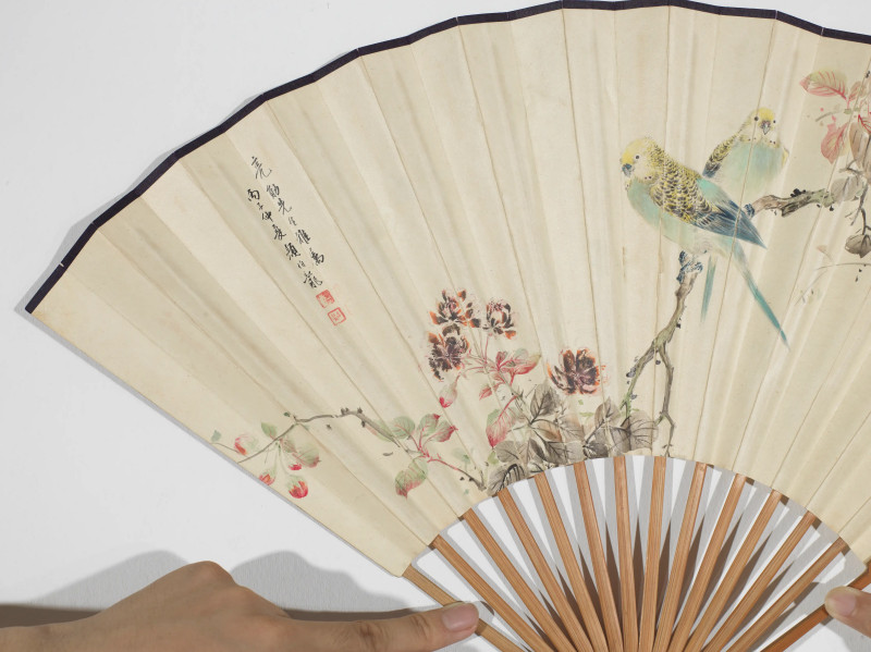颜伯龙*寿石工 1936年作 花鸟成扇 - 图5